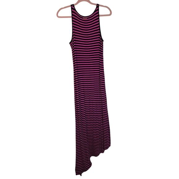 Michael Kors Pink & Black Striped Sleeveless Asymmetrical Hem Tank Dress Size S - Picture 4 of 9